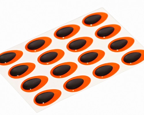 3D Epoxy Teardrop Eyes, Fluo Orange, 15 mm